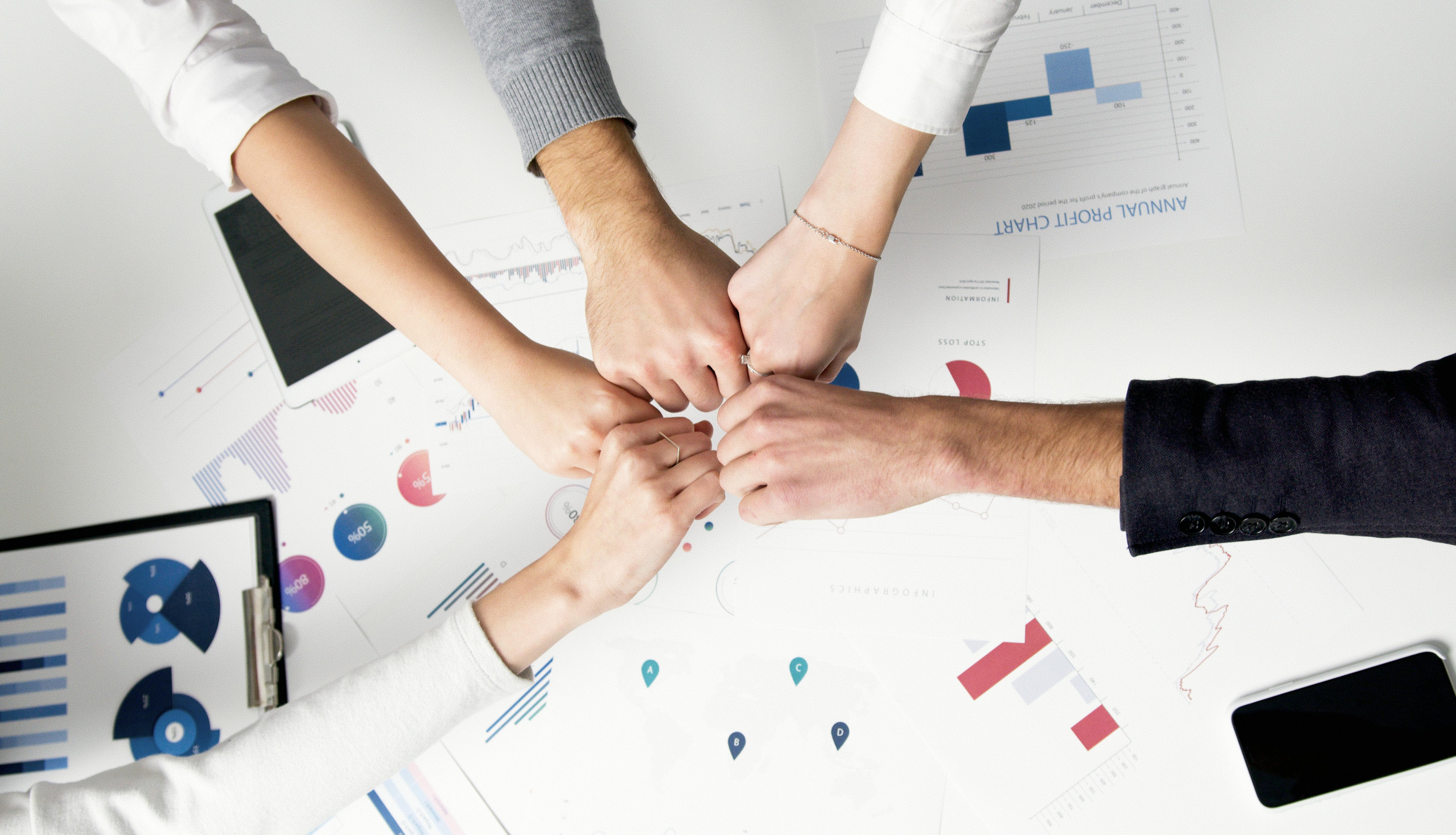 Team collaborating in a modern office