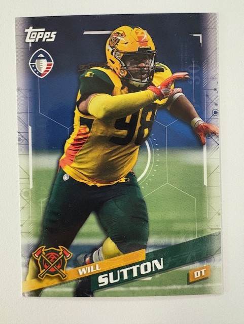 Topps Football Card- Will Sutton #30